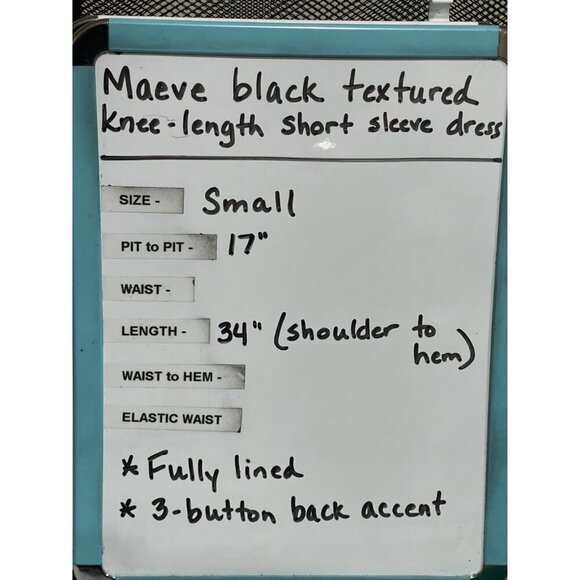 Maeve Anthropologie Black Textured Short Dress Size Small 3-Button Back Accent - Picture 10 of 10